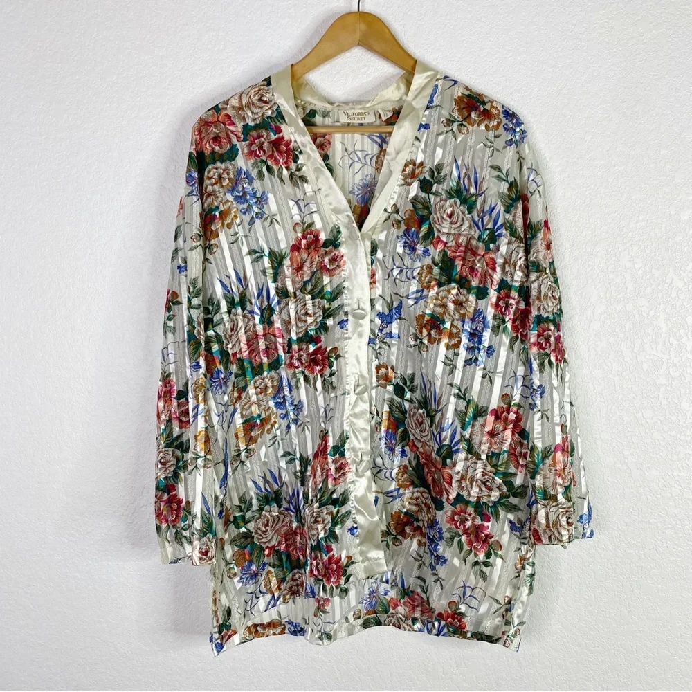 Vintage Victoria Secret Gold Label Floral Pajama Top